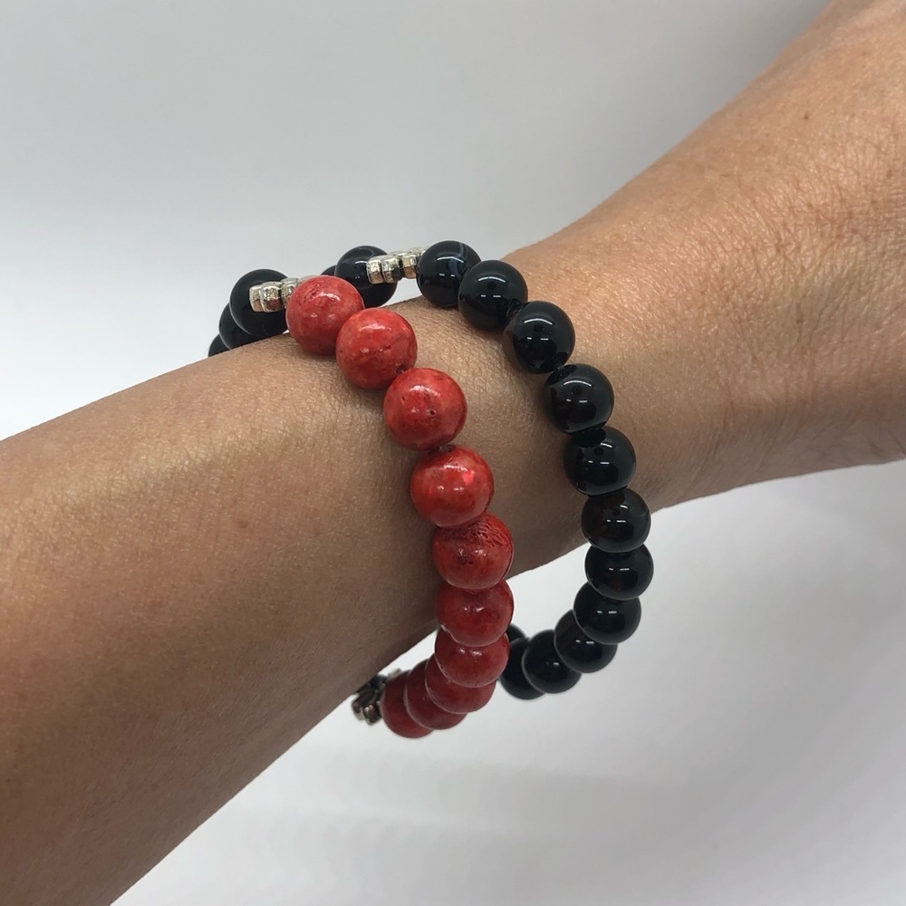 Handmade Agate Coral Bamboo stack Gemstone Bracelets - Picture 5 of 7